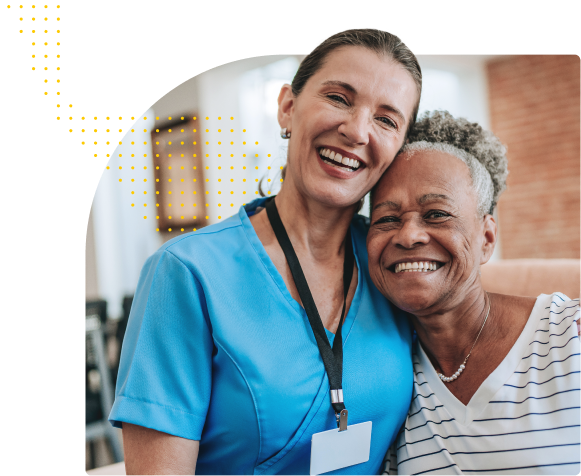 nurse and female smiling
